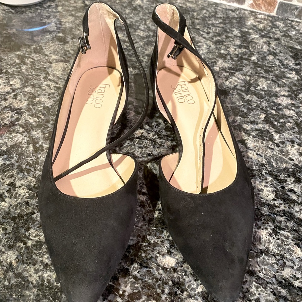 Franco Sarto Black Pointed Toe Slingback Flats